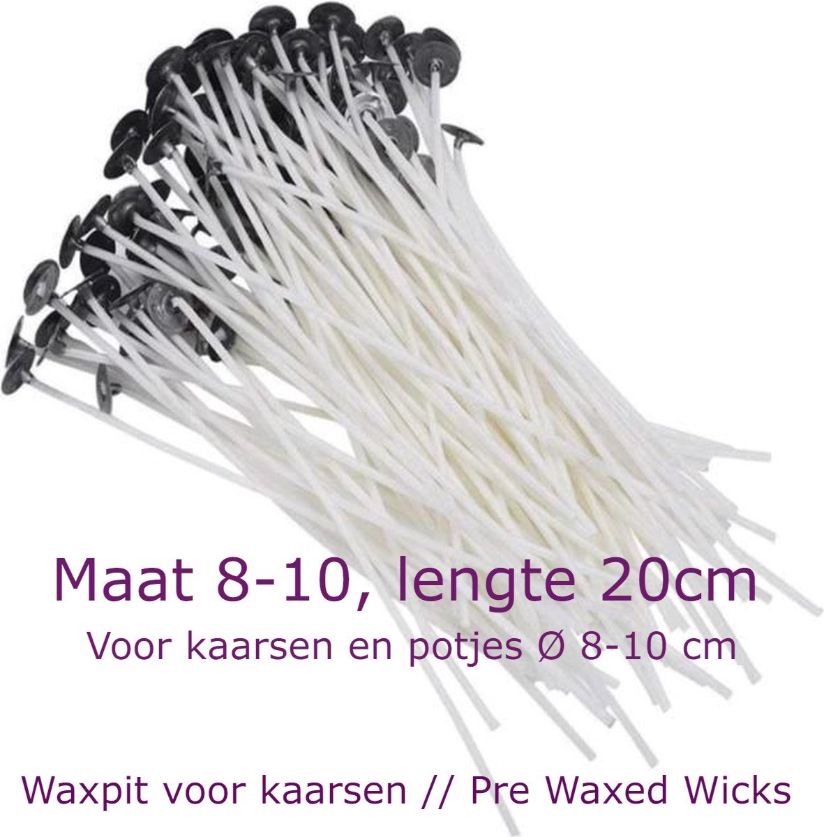 Waxpit 8-10 | 20cm | 50 st.| Zelf kaarsen maken | Kaarsen lont